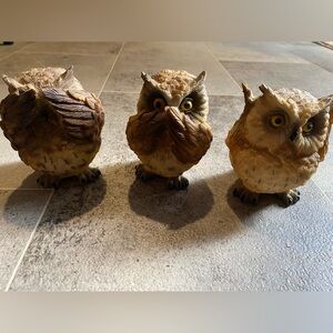 Wisdom of the forest ser , hear , speak No Evil horned owls figurines